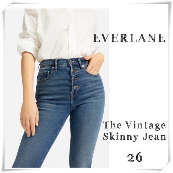 EVERLANE The Vintage Skinny High Rise Ankle Jeans Exposed Button Fly - Picture 1 of 9